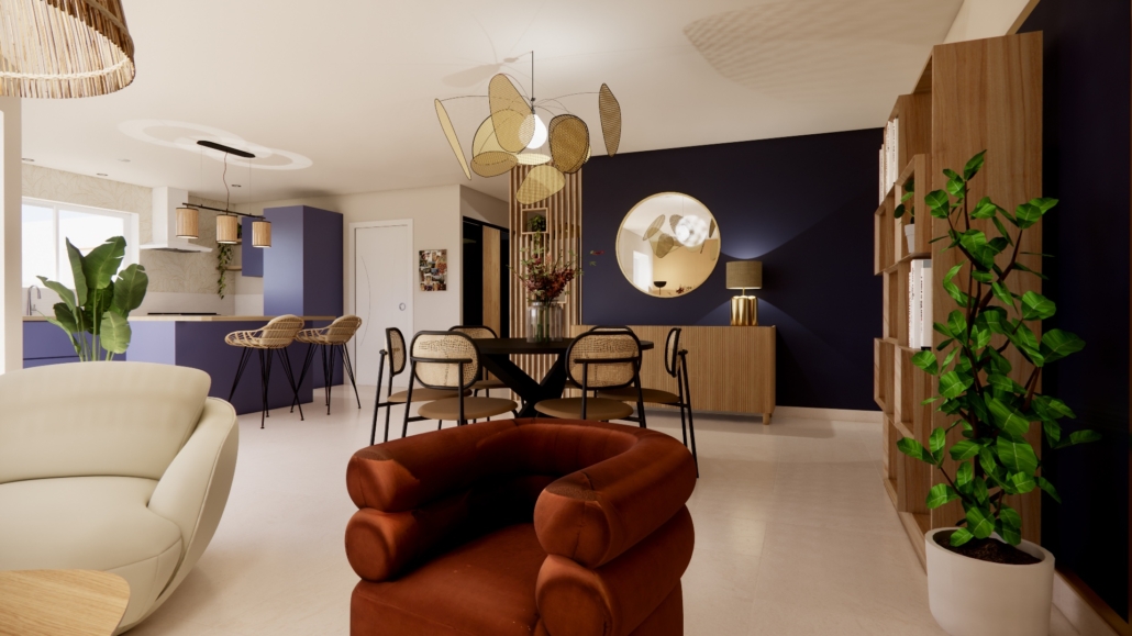 Plantes vertes devant baie vitrée feng shui